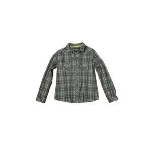 Roughstock Panhandle Button Up Shirt Womens Medium Blue Green Pattern